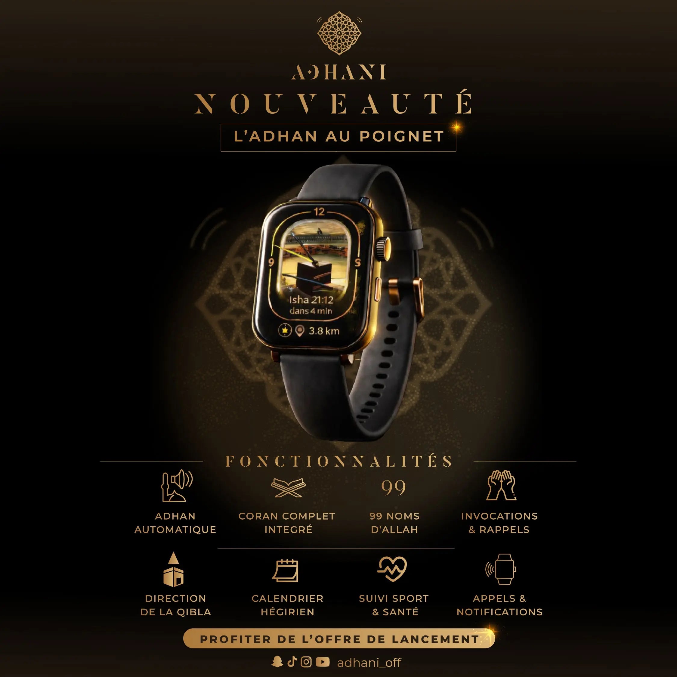 Adhani Watch – Interface adhan et horaires de prière