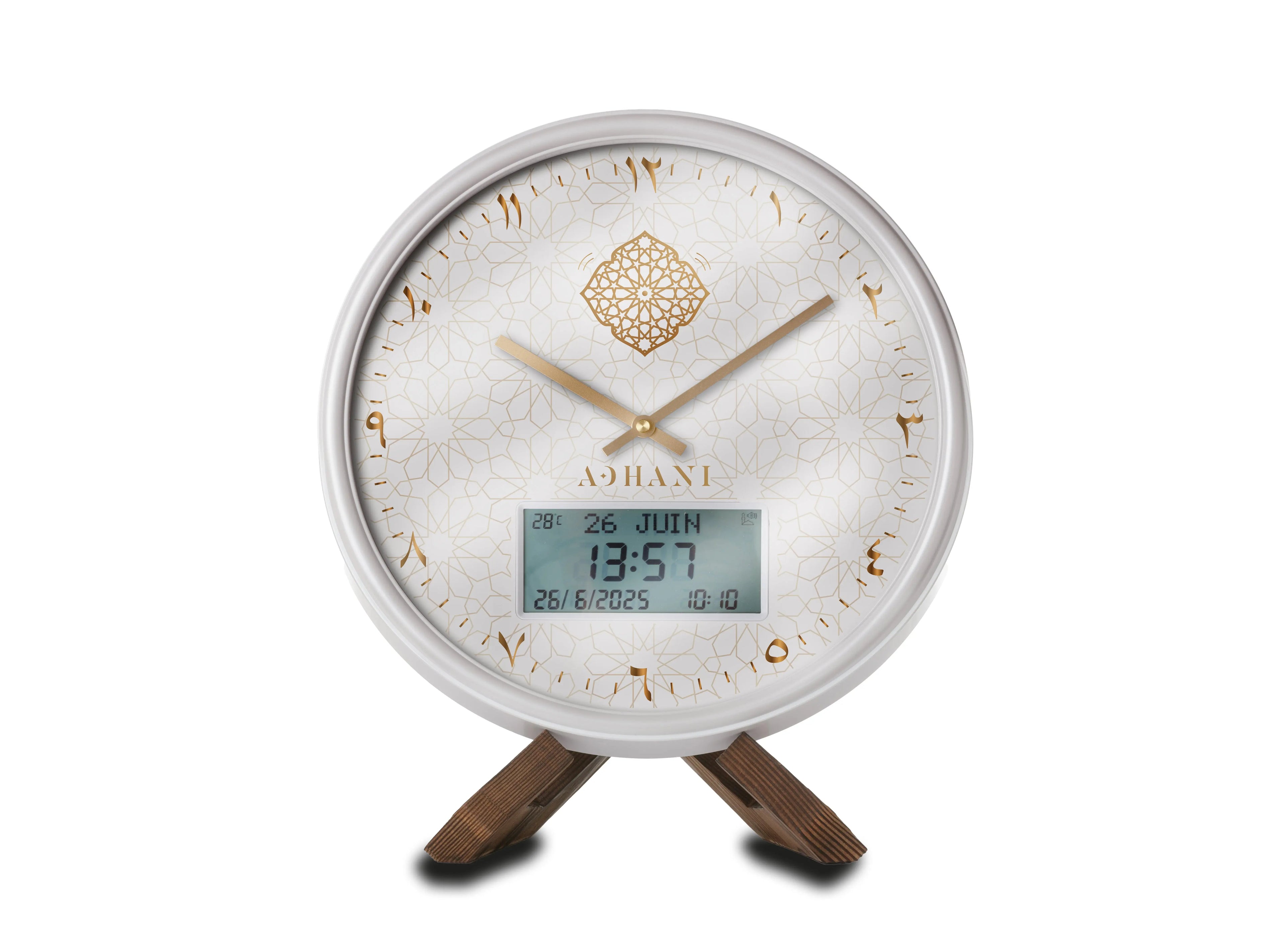 Horloge Adhan design et moderne chiffres arabes - Blanche ADHANI