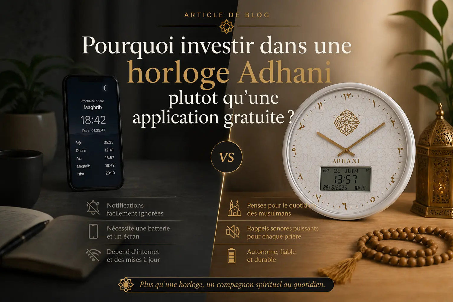 Pourquoi investir dans une horloge Adhani plutôt qu’une application gratuite ? ADHANI