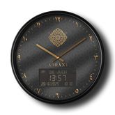 Horloge Adhan design et moderne chiffres arabes - Noire ADHANI