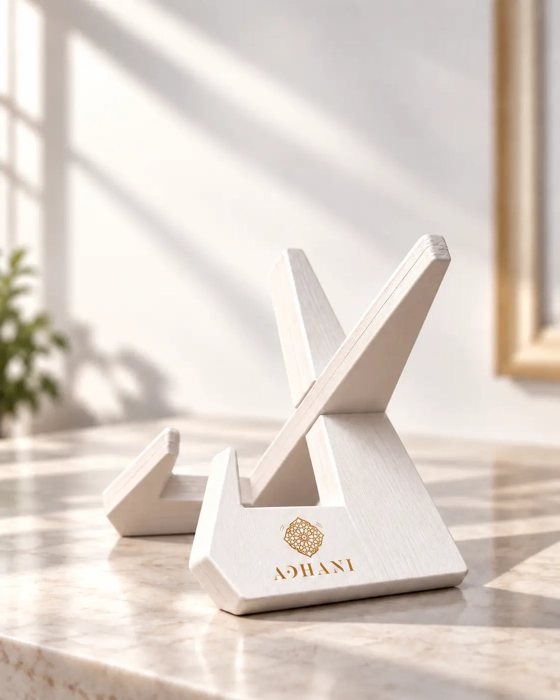 Support horloge adhan en bois blanc Adhani