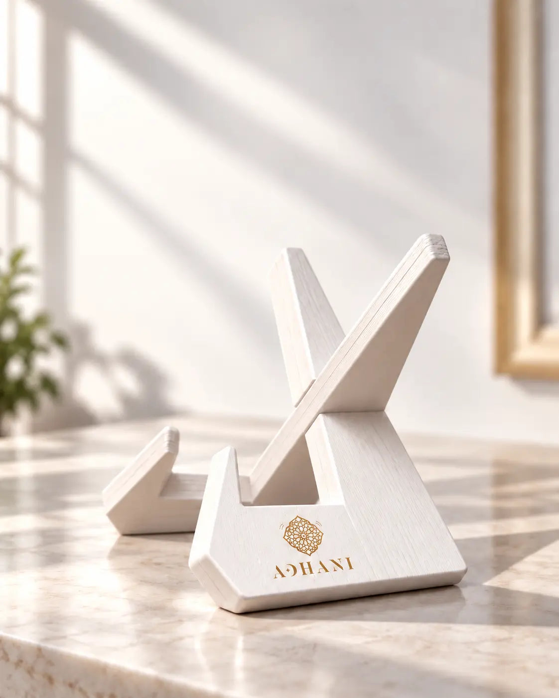 Support horloge adhan en bois blanc Adhani