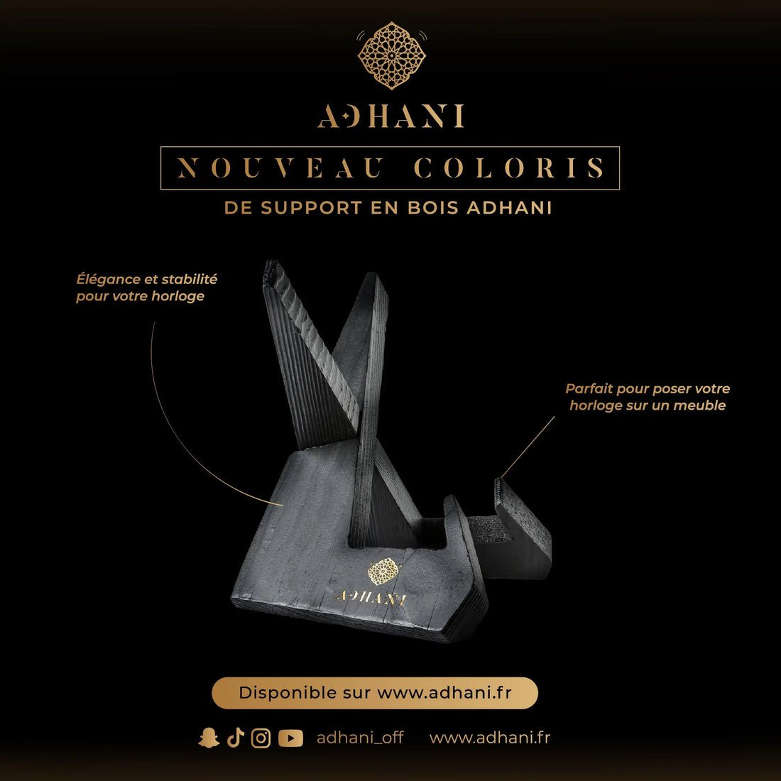 Support horloge en bois Adhani Noir ADHANI
